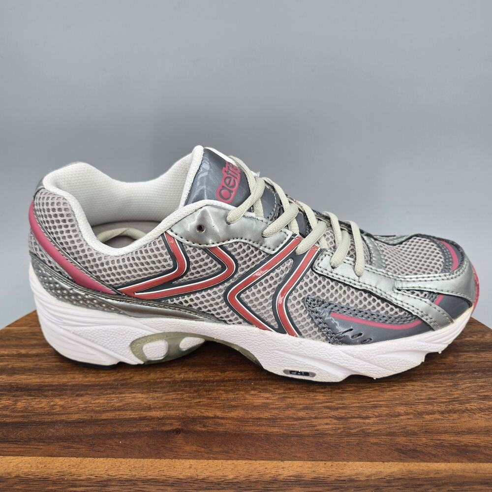 Aetrex Zoom Runner Shoes Womens 8.5 M Silver Cranberry Pink Orthotic Sneakers